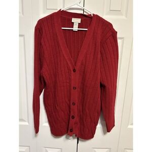 Designers Originals Vintage Cable Knit Red Cardigan Sweater Made In USA Medium